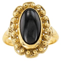 Retro Black Onyx 22 Karat Yellow Gold Ring