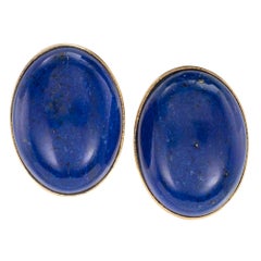Vintage Lapis Lazuli Yellow Gold Stud Earrings