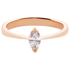 Certified Marquise Shape Diamond Solitaire Engagement Ring in 18K Rose Gold