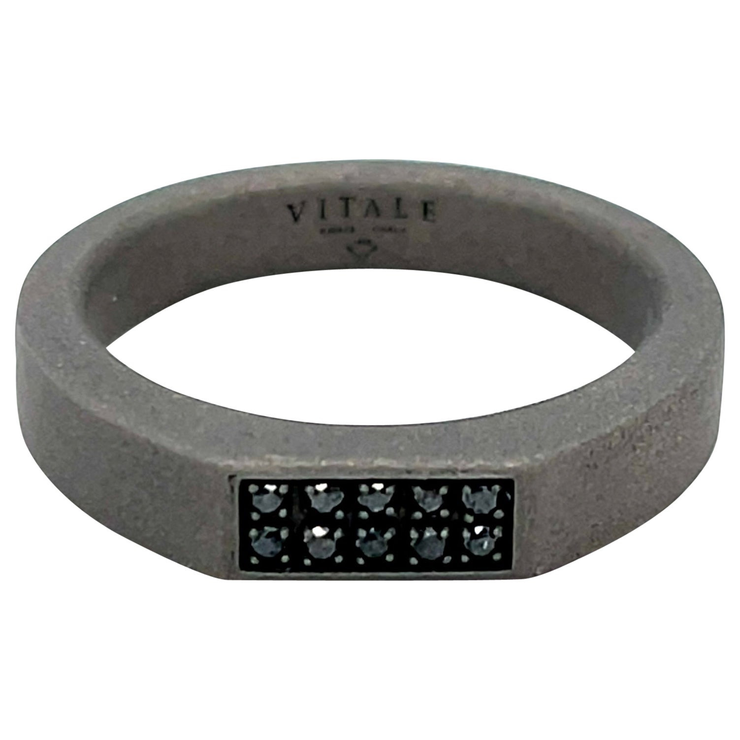 Men's Titanium Round Black Diamond Band Ring 
