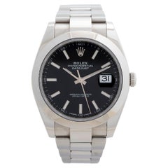 Used Rolex Datejust Ref 126300 with Desirable Black Baton Dial, Box & Papers
