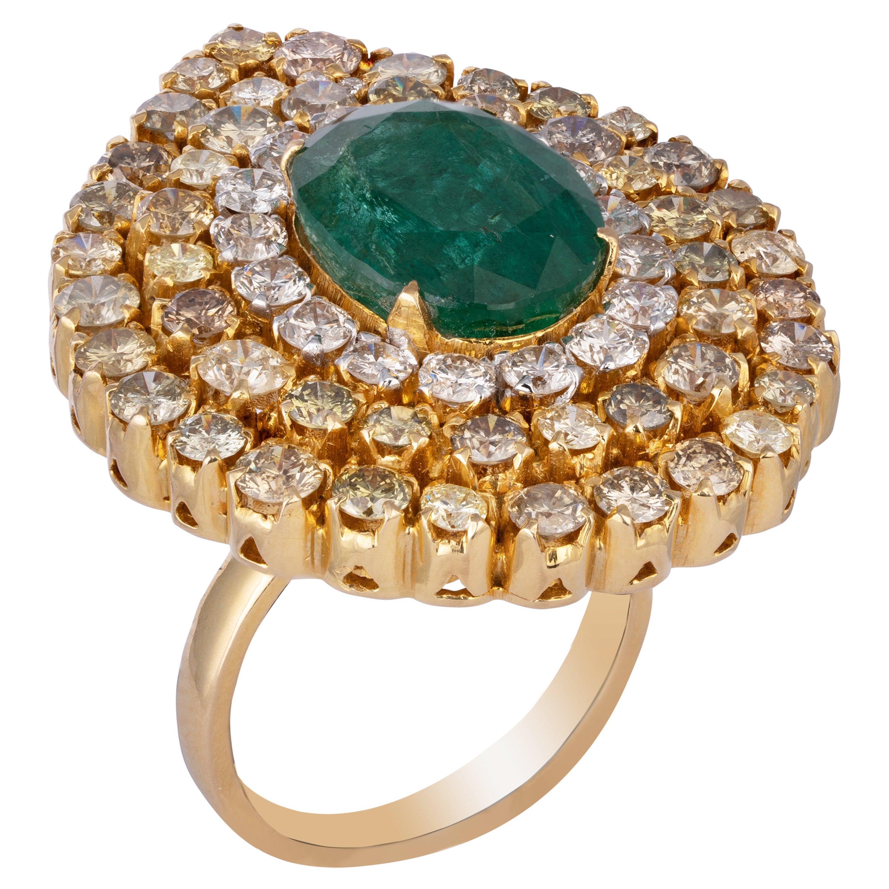 5.64cts Diamond & 7.47cts Emerald gold ring