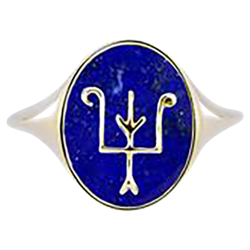 For Sale:  Namesake Signet in Lapis and 18ct Yellow Gold