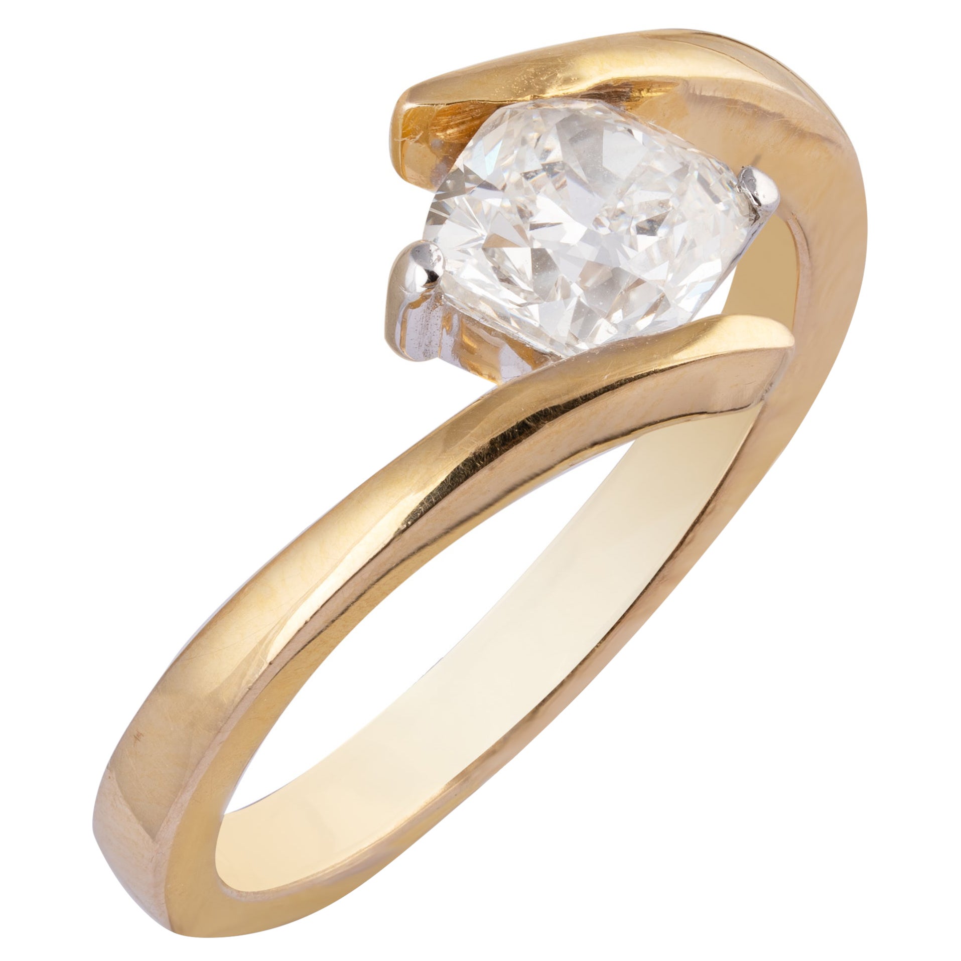 1.06cts Diamond Solitaire princess cut gold Ring For Sale