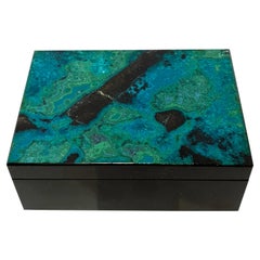 Blue Green Chrysokoll & Malachite Interior Design Jewelry Gemstone Box