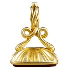 Portachiavi vittoriano antico in agata e oro giallo 18ct