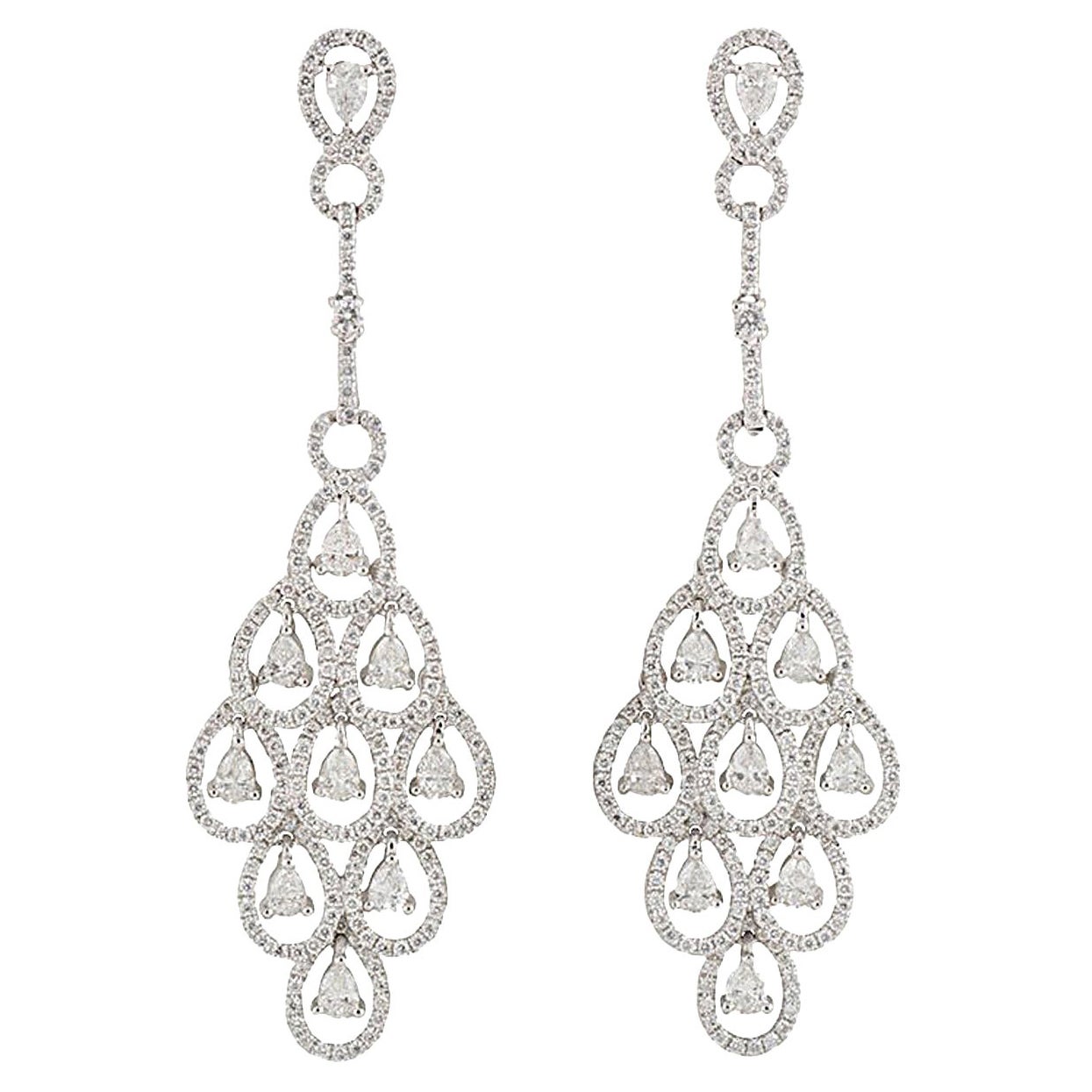 Diamond Gold Chandelier Drop Earrings For Sale at 1stDibs