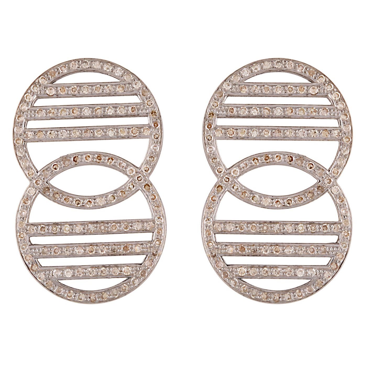 Double Diamond Gridded Earrings For Sale