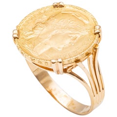 Ring Coin 20 Francs Marianne République Française Yellow Gold 24 Carats 