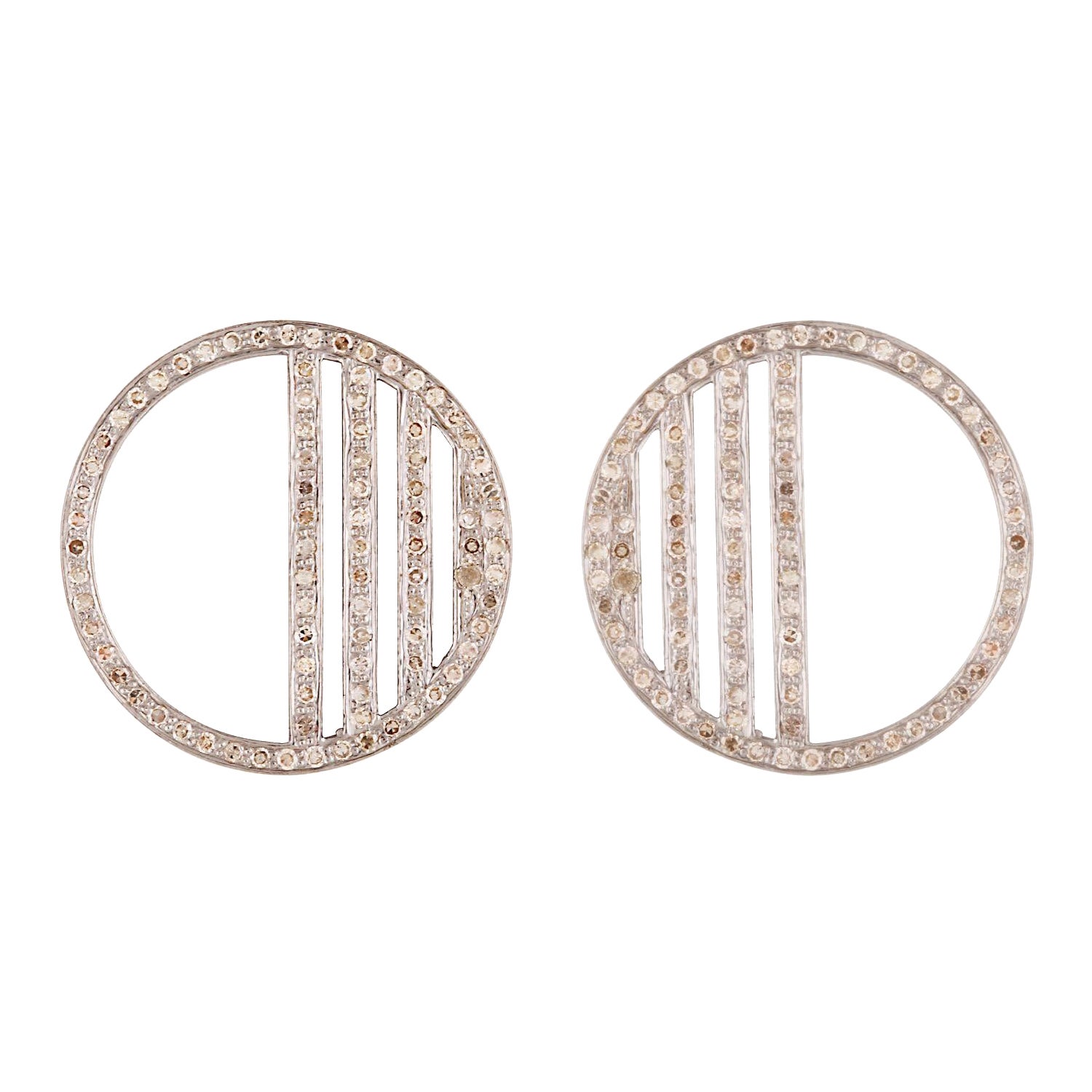Diamond Gridded Mandala Earrings For Sale
