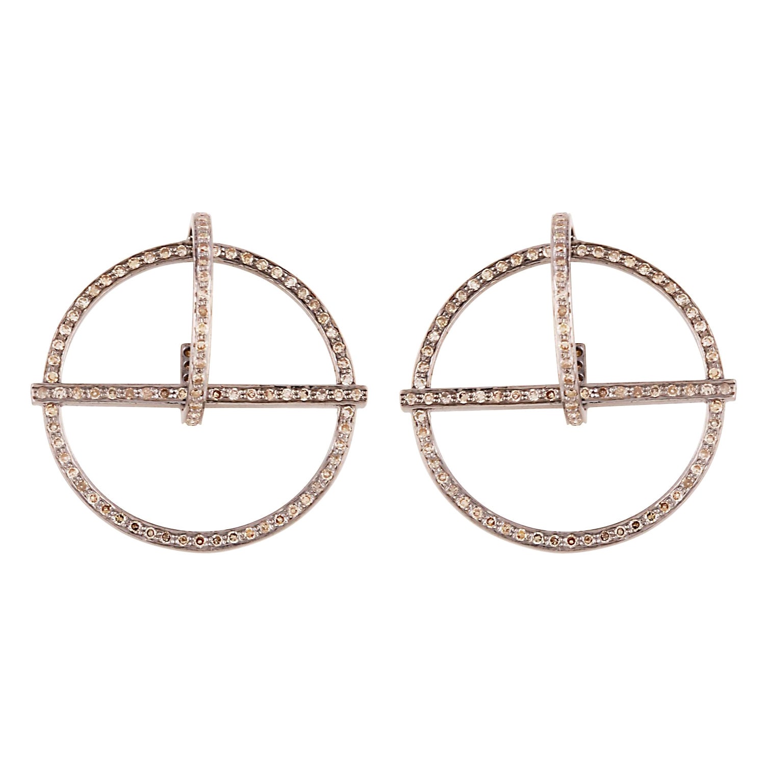 Simple 3D Diamond Studded Earrings For Sale