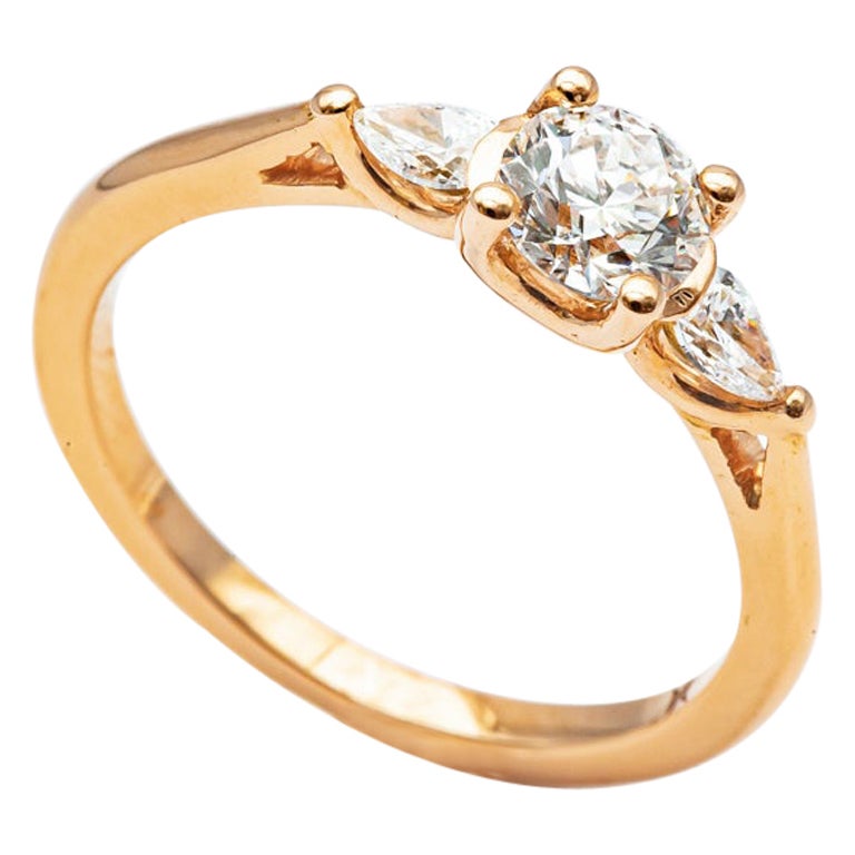 Engagement Ring Diamond Rose Gold 18 Karat  For Sale