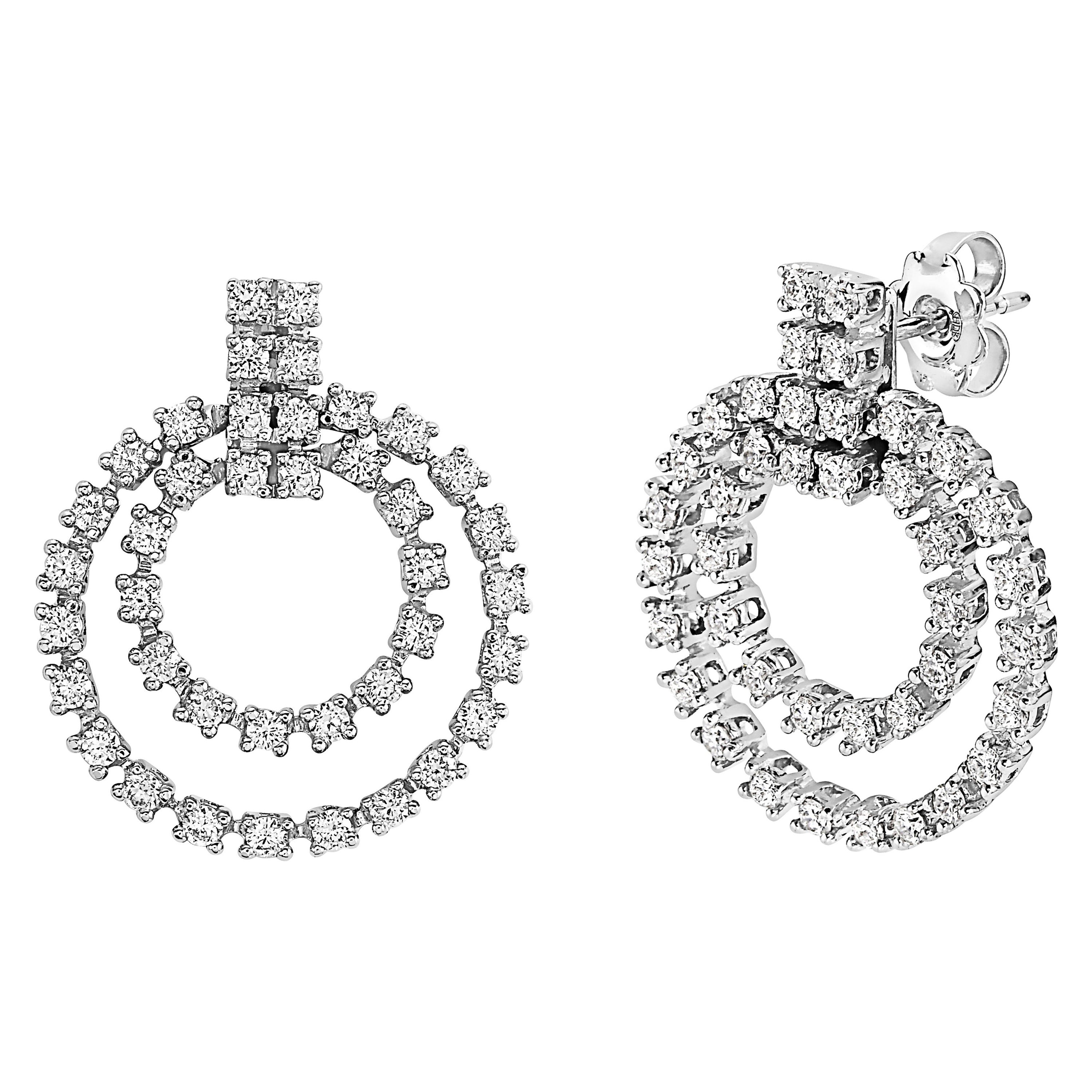 Krieger Diamond Earrings 18K White Gold 2.14 Ct For Sale