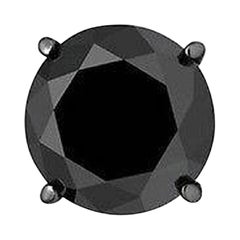 0.99 Carat Black Diamond Single Stud Black Rhodium Earring for Men in 14 K Gold
