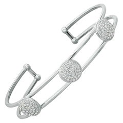 Bracelet jonc en or blanc 14 carats avec diamants naturels de 1,33 carat