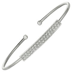 Bracelet jonc en or blanc 14 carats avec diamants naturels de 0,42 carat