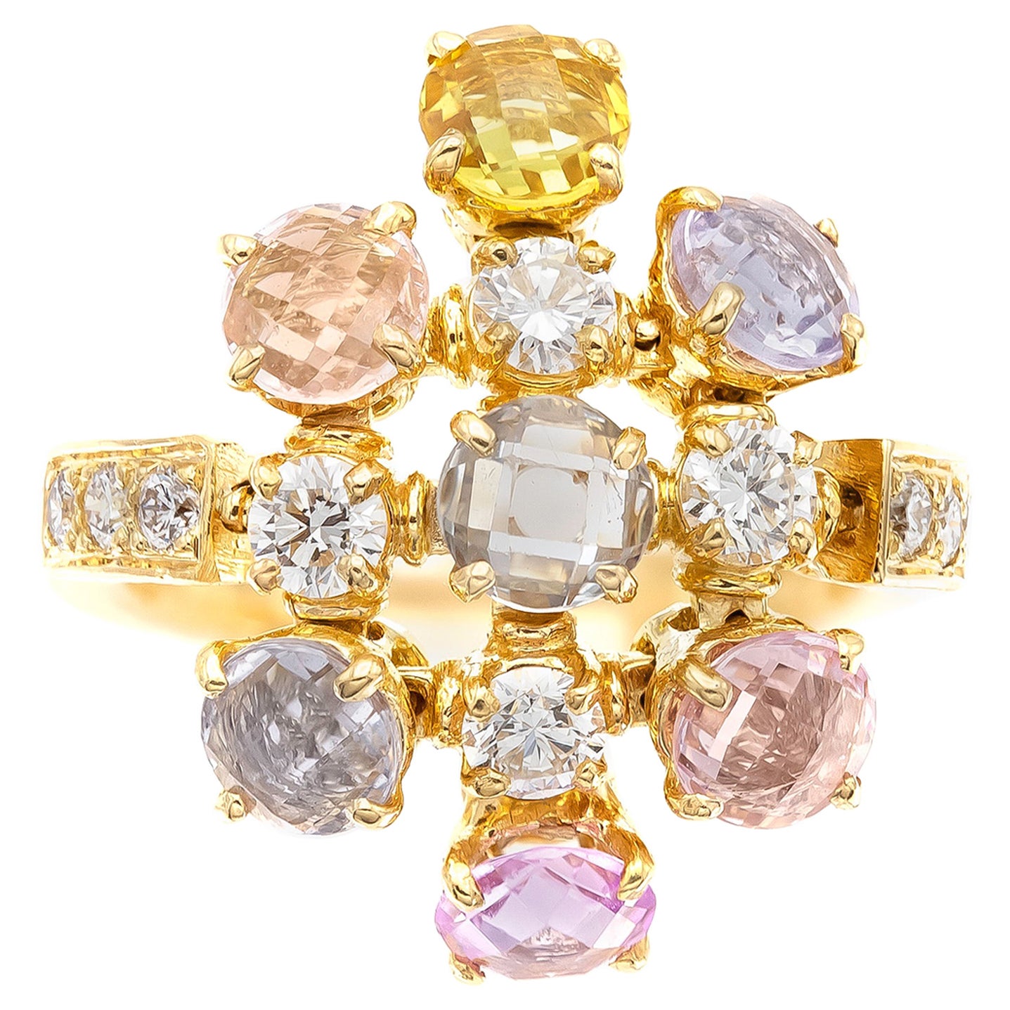 Bvlgari Multicolor Sapphire and Diamond Cluster Ring