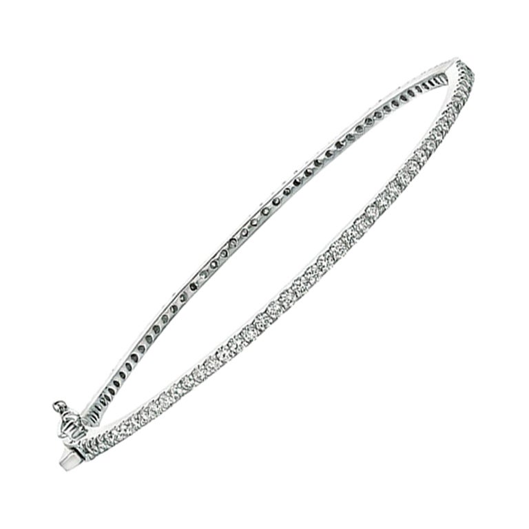 2.02 Carat Natural Diamond Bangle Bracelet 14K White Gold