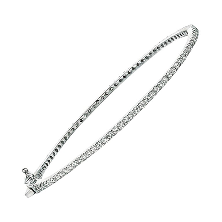 2.02 Carat Natural Diamond Bangle Bracelet 14K White Gold