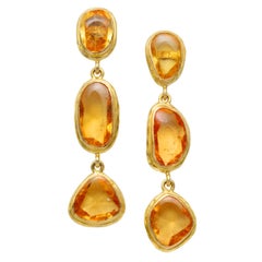 Steven Battelle 6.4 Carats Yellow Sapphire 18K Gold Post Earrings