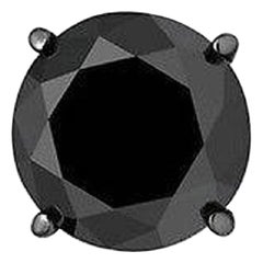 1.3 Carat Black Diamond Single Stud Black Rhodium Earring for Men in 14 K Gold
