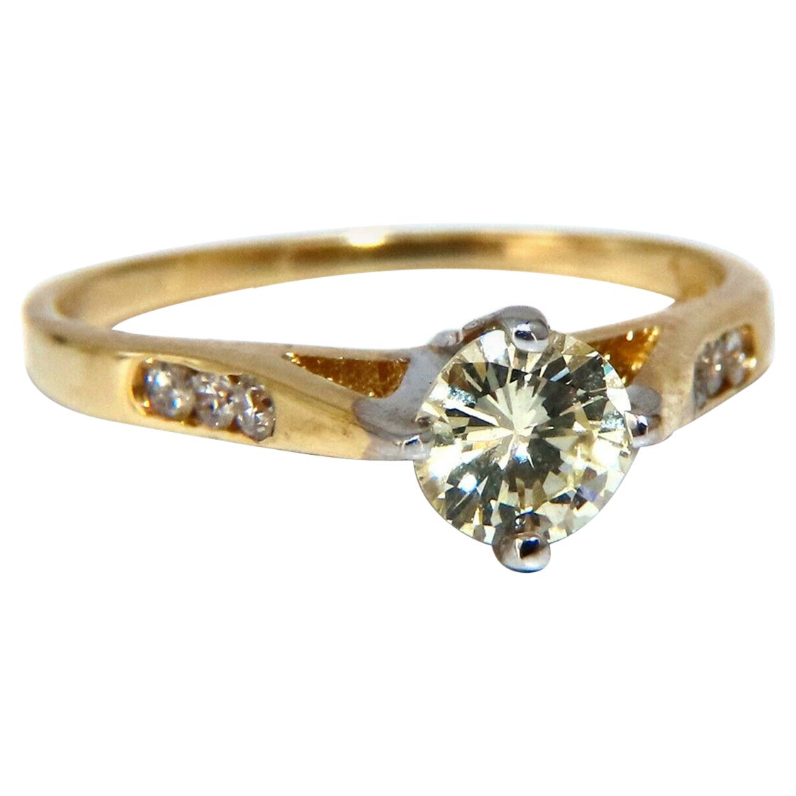.45ct Fancy Light Yellow Round Vintage Diamond Ring 14kt For Sale