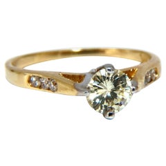 Bague vintage en diamant rond jaune clair fantaisie de 0,45 carat, 14 carats