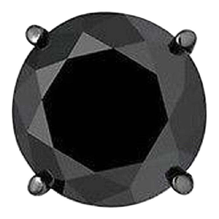 1.3 Carat Black Diamond Single Stud Black Rhodium Earring for Men in 14 K Gold