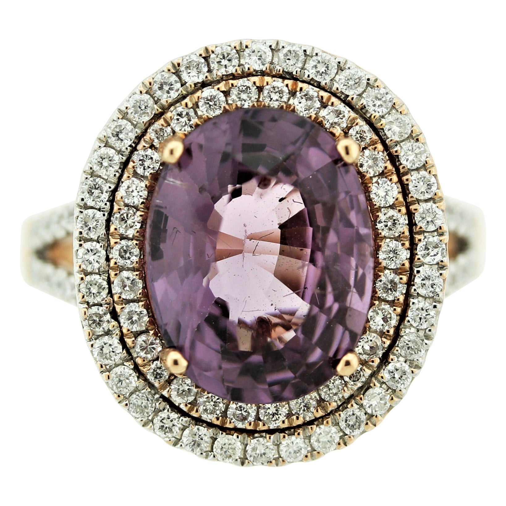 Spinel Diamond Double-Halo Gold Ring