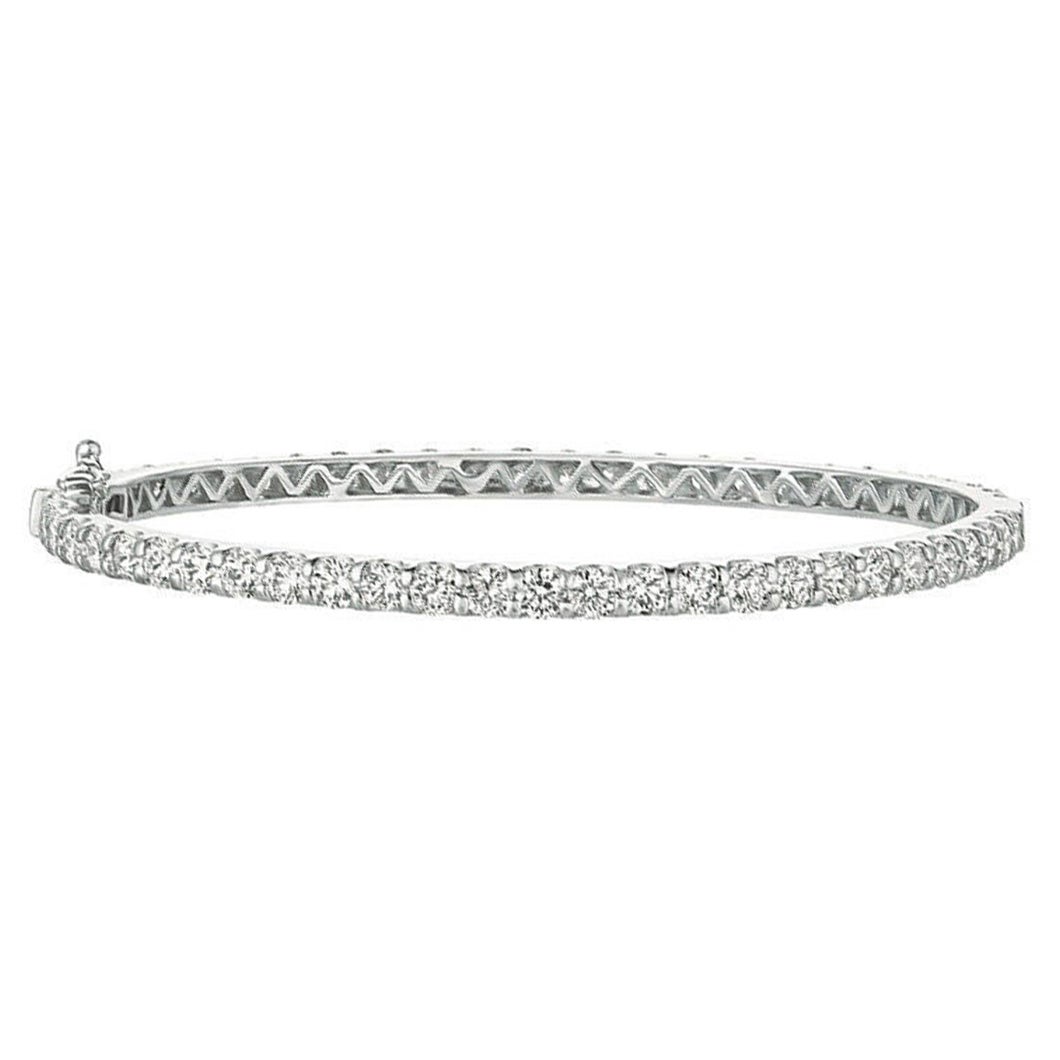 6.80 Carat Natural Diamond Bangle Bracelet 14K White Gold