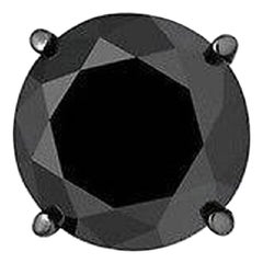 1.7 Carat Black Diamond Single Stud Black Rhodium Earring for Men in 14 K Gold