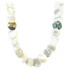 Tiffany & Co Mother of Pearl & Malachite Gold Necklace