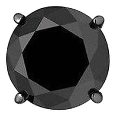1.33 Carat Black Diamond Single Stud Black Rhodium Earring for Men in 14 K Gold