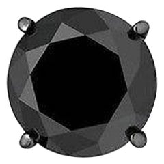 1.6 Carat Black Diamond Single Stud Black Rhodium Earring for Men in 14 K Gold