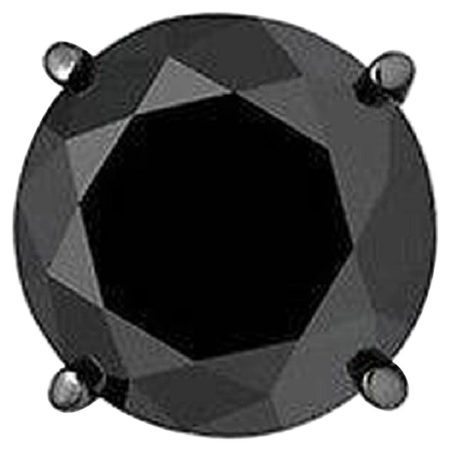 1.56 Carat Black Diamond Single Stud Black Rhodium Earring for Men in 14 K Gold