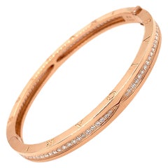 Bulgari 18 Karat Rose Gold Pave Diamond B.Zero1 Medium Bangle Bracelet