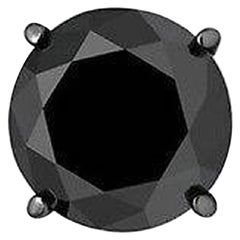 2.12 Carat Black Diamond Single Stud Black Rhodium Earring for Men in 14 K Gold