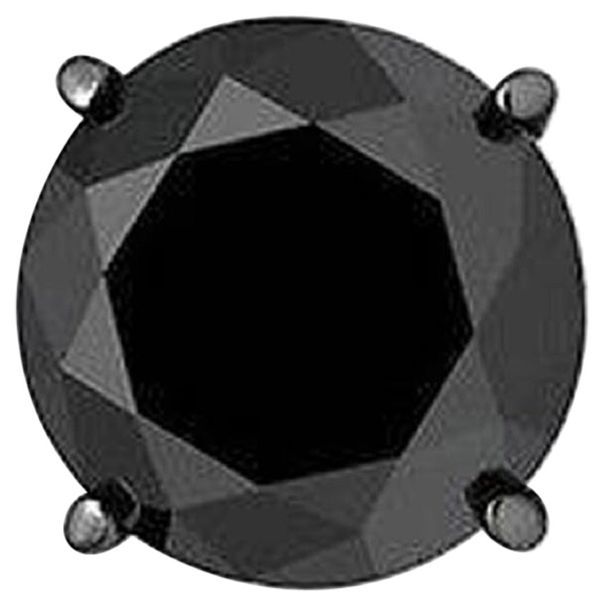 1.93 Carat Black Diamond Single Stud Black Rhodium Earring for Men