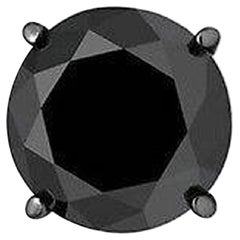 1.93 Carat Black Diamond Single Stud Black Rhodium Earring for Men in 14 K Gold