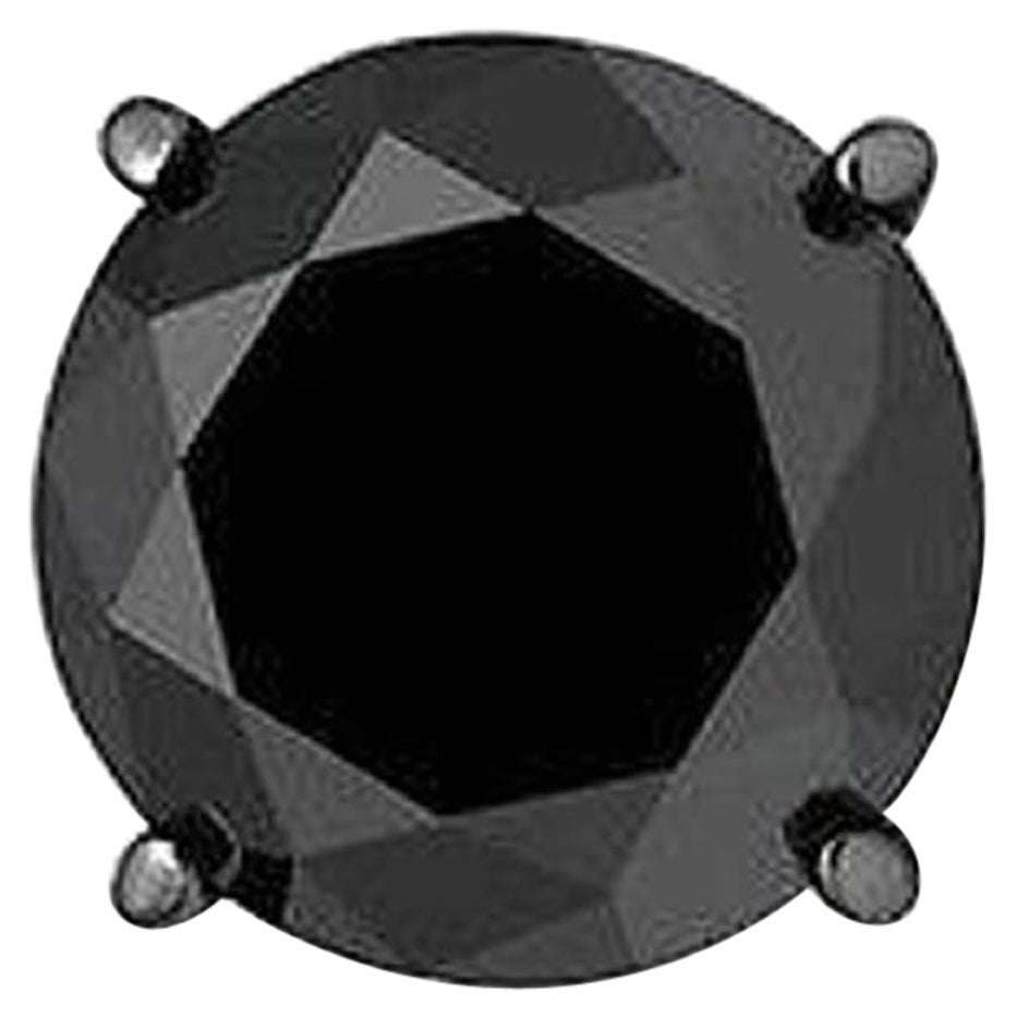 1.9 Carat Black Diamond Single Stud Black Rhodium Earring for Men in 14 K Gold