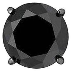 2.14 Carat Black Diamond Single Stud Black Rhodium Earring for Men in 14 K Gold
