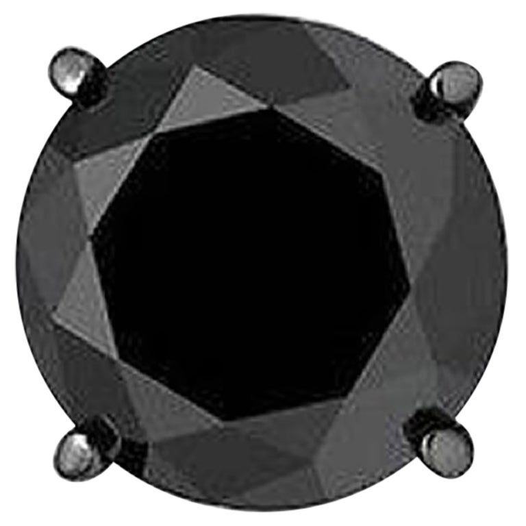 2 Carat Black Diamond Single Stud Black Rhodium Earring for Men in 14 K Gold For Sale at 1stDibs