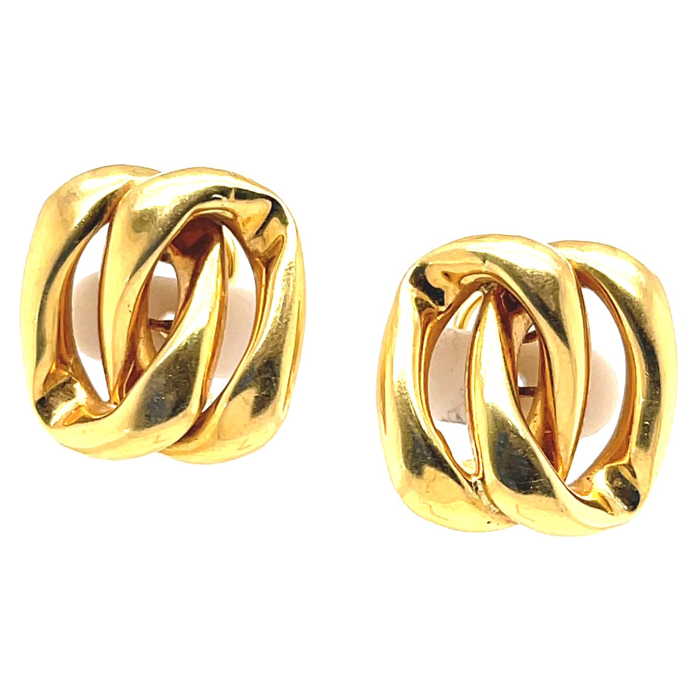 Gold and Diamond Interlocking Ovals Earrings For Sale at 1stDibs