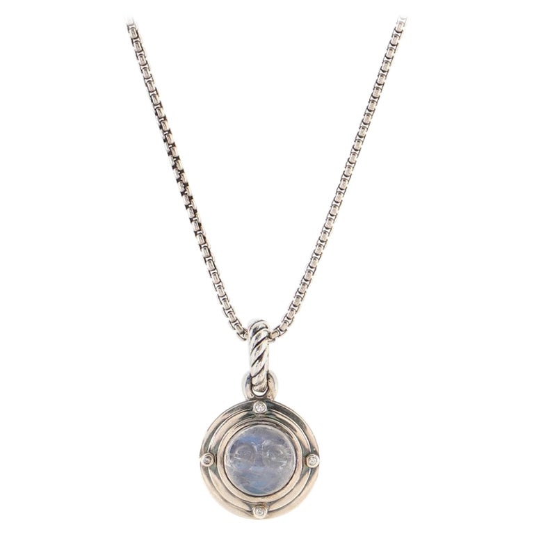 David Yurman Cable Collectibles Moon Amulet Pendant Necklace Sterling Silver