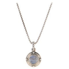 David Yurman Cable Collectibles Moon Amulet Pendant Necklace Sterling Silver