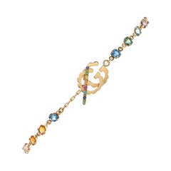 Gucci GG Running Chain Toggle Bracelet 18K Yellow Gold with Topaz, Quartz