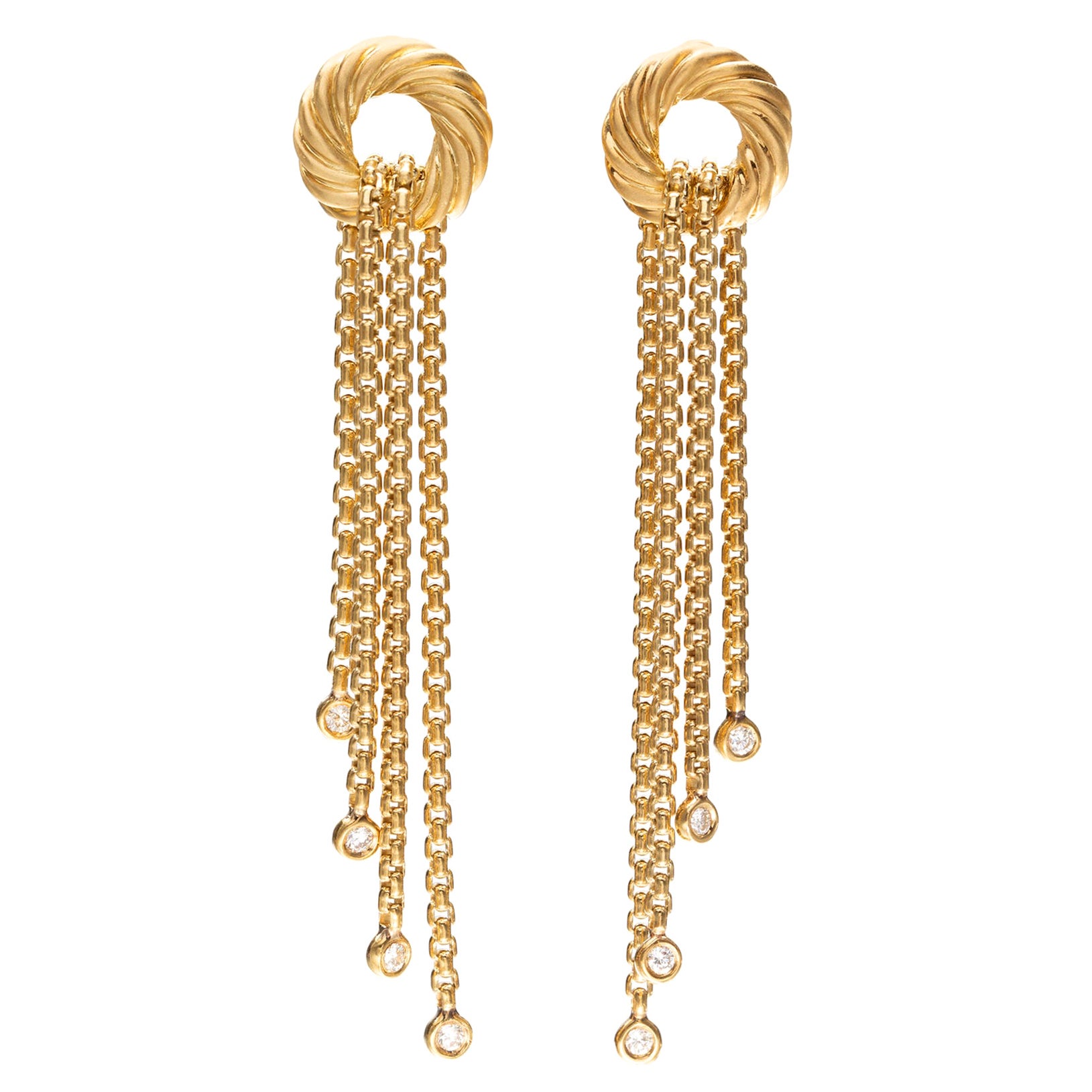 Rare David Yurman Gold & Diamond Tassel Earrings