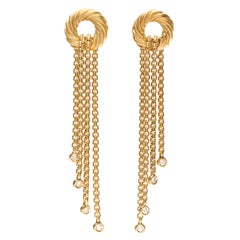 Rare David Yurman Gold & Diamond Tassel Earrings