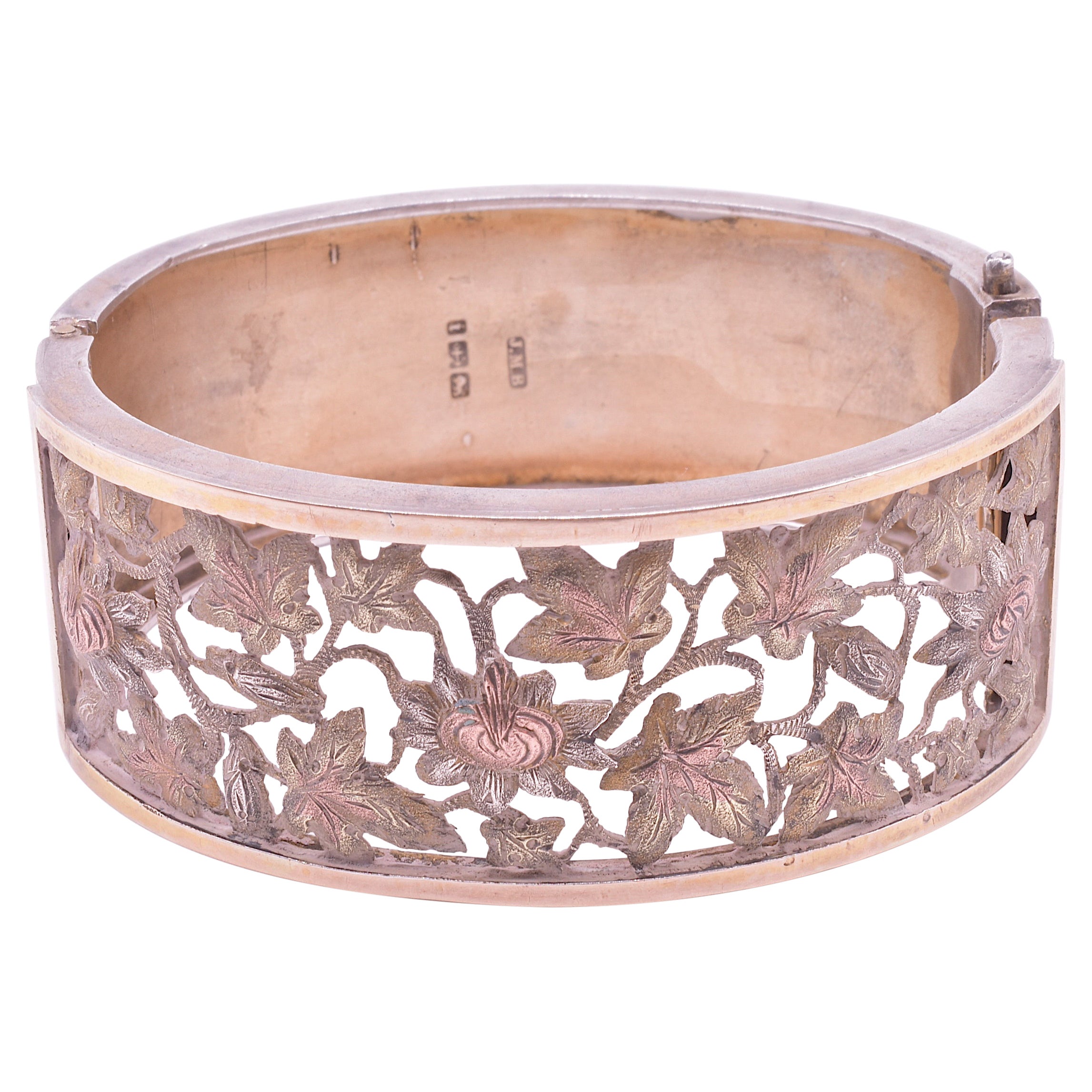 HM 1883 Silver and Gold Pierced Oak Leaf Cuff Bracelet