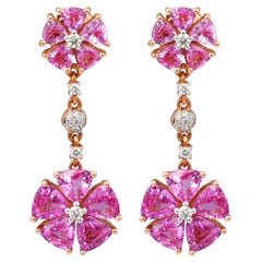 Orecchino con zaffiro rosa e diamante da 6,9 carati in oro rosa 18 carati